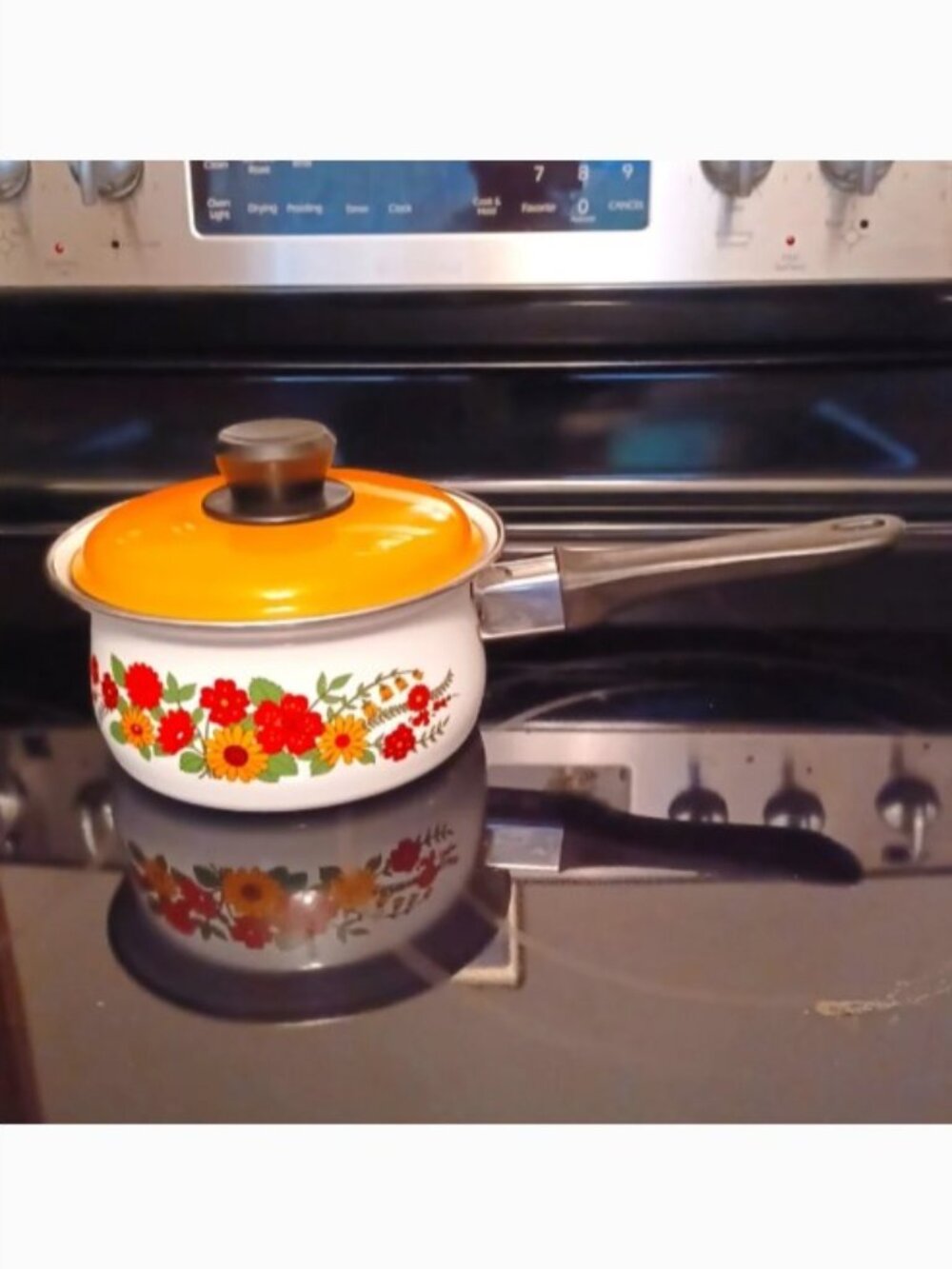 Vintage Levcoware Flowers Motif Sauce Pan